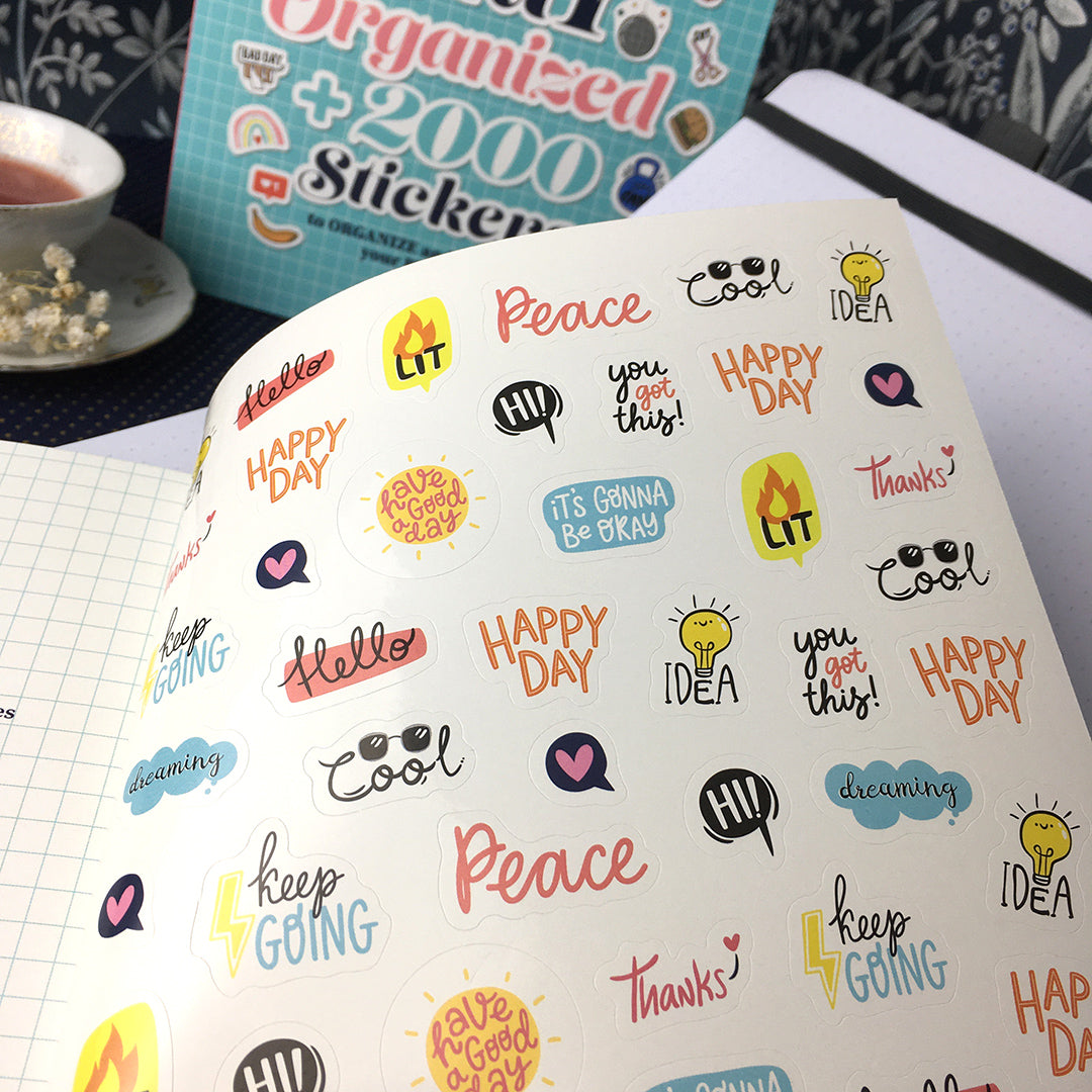 Libro con più di 2000 adesivi per agende, diari, decorazione biglietti e progetti creativi