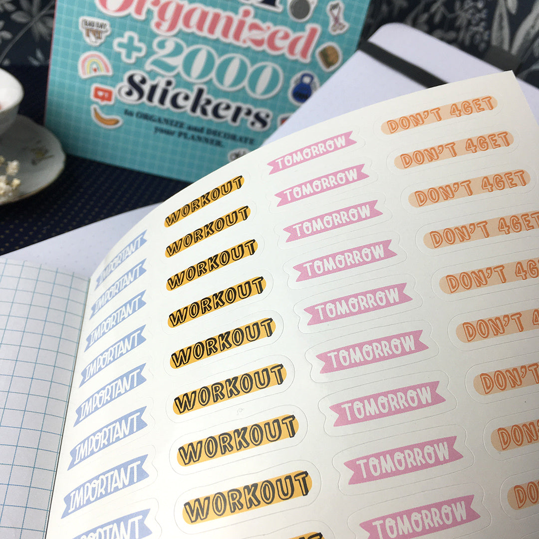 Libro con più di 2000 adesivi per agende, diari, decorazione biglietti e progetti creativi