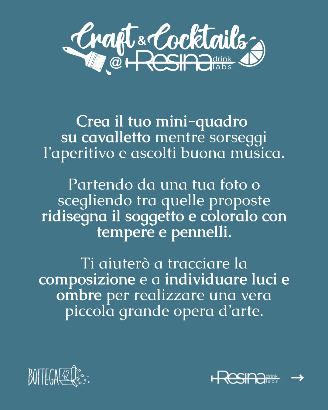 Aperitivo artistico Resina Craft And Cocktails -Mini quadri - 10/06/2026