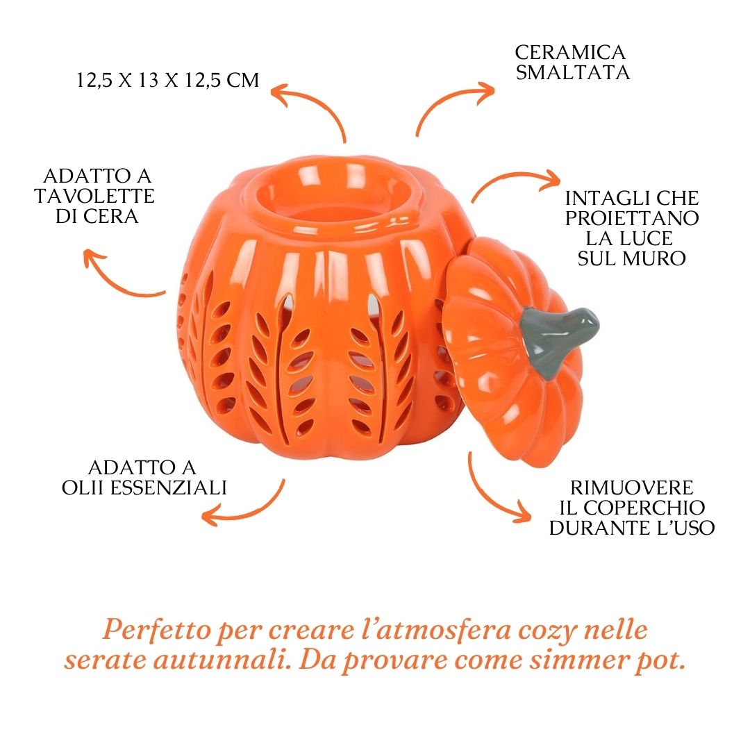 Lanterna brucia essenze "Pumpkin" in ceramica a forma di zucca