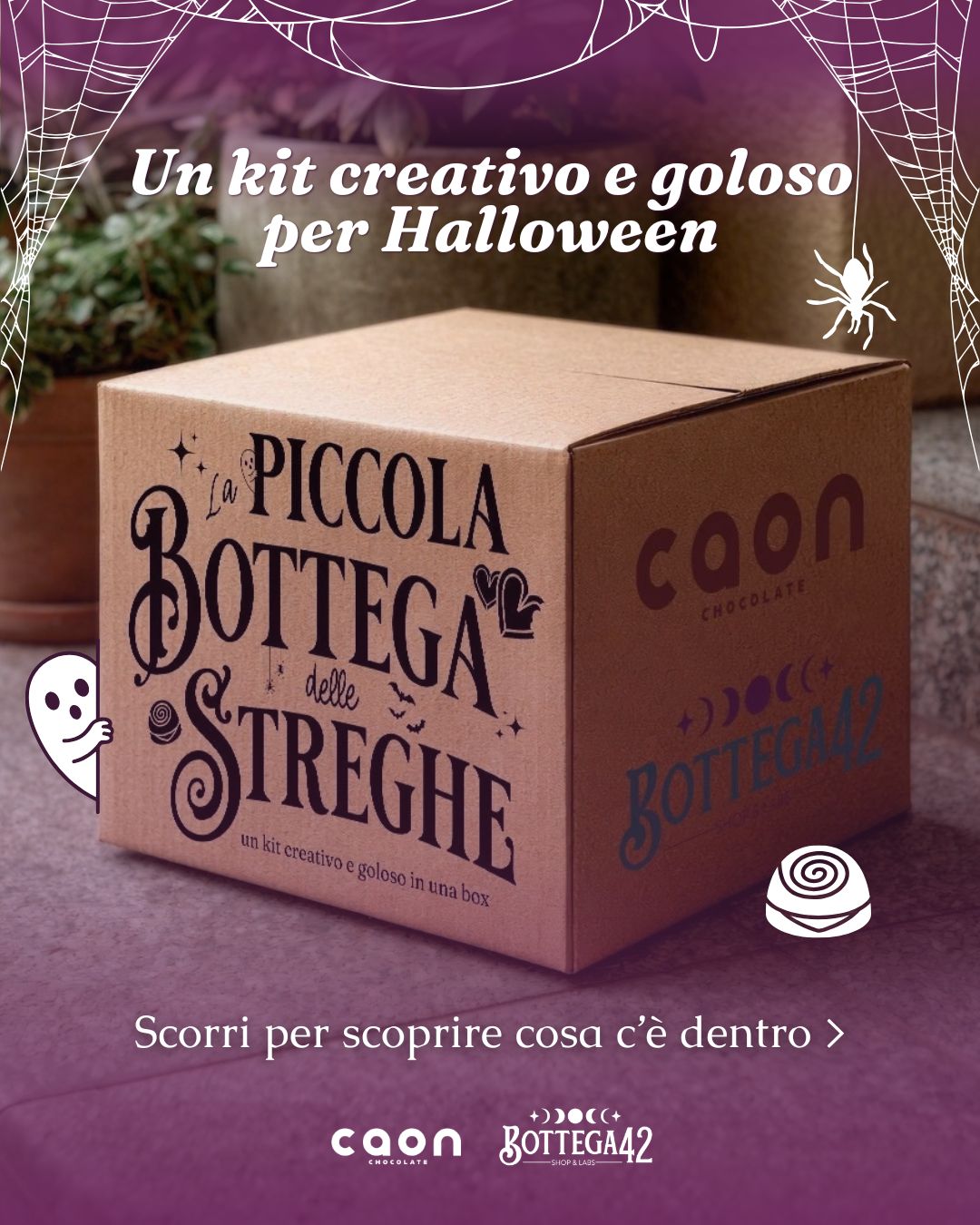 Box di Halloween "La piccola bottega delle streghe"- cioccolatini artigianali e kit creativo