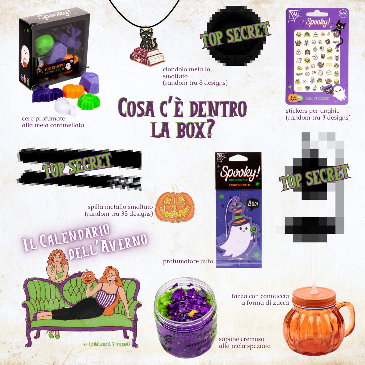 Box "Il Calendario dell'Averno", bundle spooky vintage a tema Halloween, LaVaLend e Bottega42
