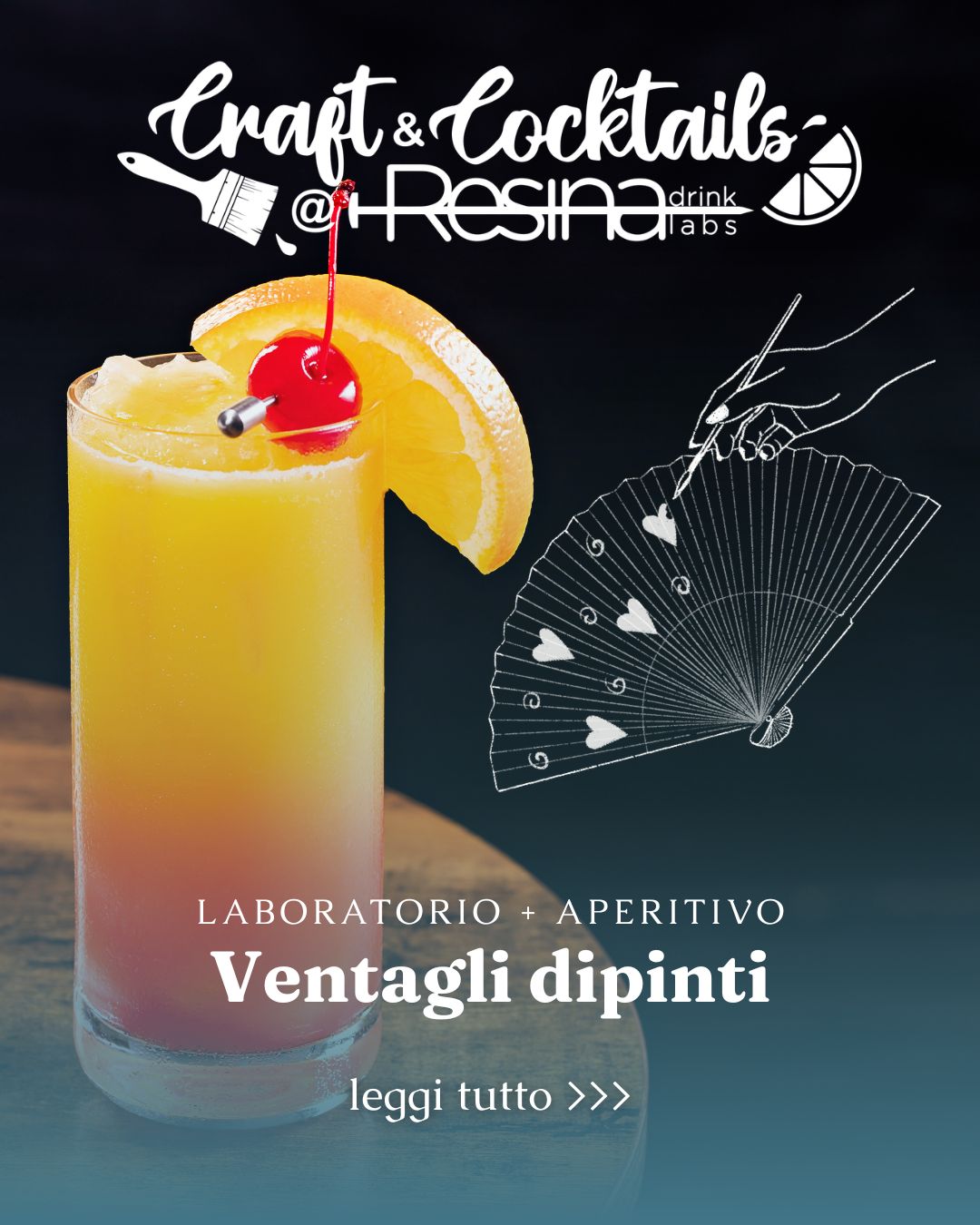 Aperitivo artistico Resina Craft And Cocktails -Ventagli dipinti - 08/07/2026