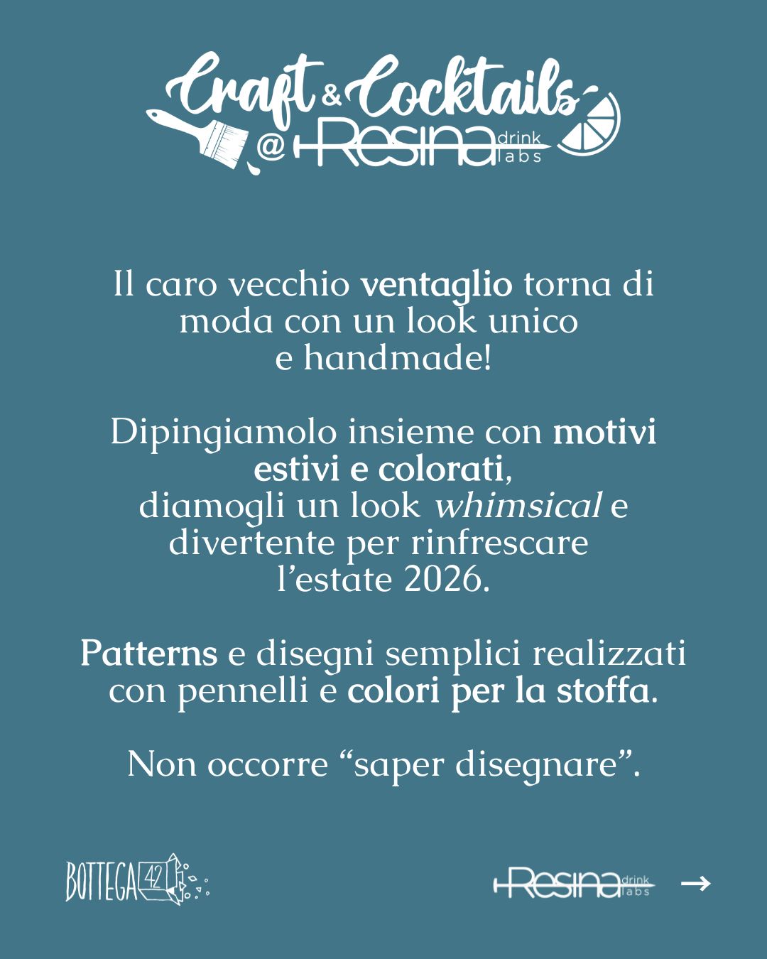 Aperitivo artistico Resina Craft And Cocktails -Ventagli dipinti - 08/07/2026