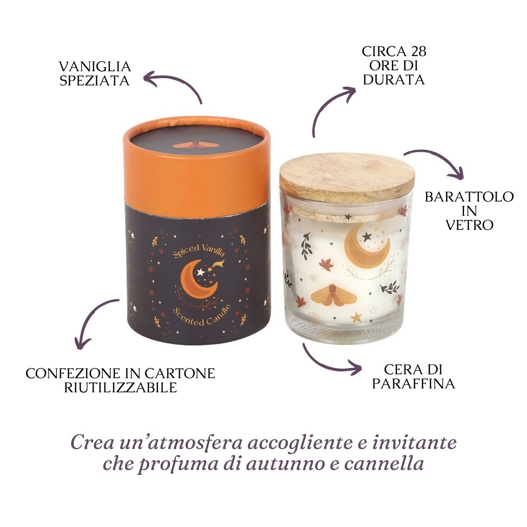 Candela Autumn Magic, vaniglia speziata, autunno witchy specifiche tecniche