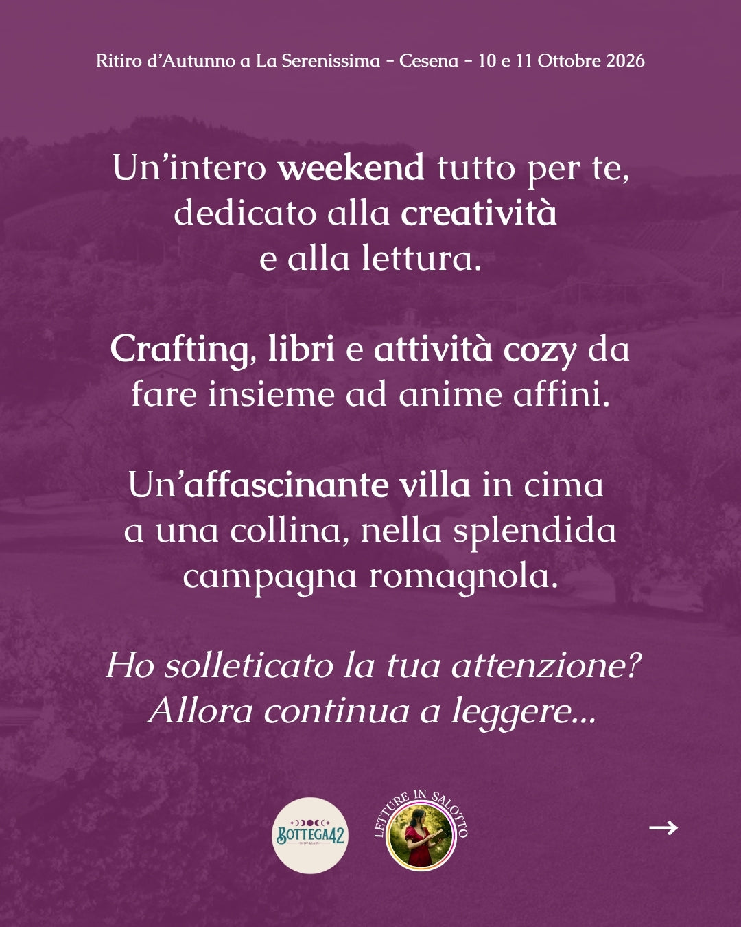 Ritiro d'Autunno - weekend arte e lettura - 10 e 11 ottobre 2026