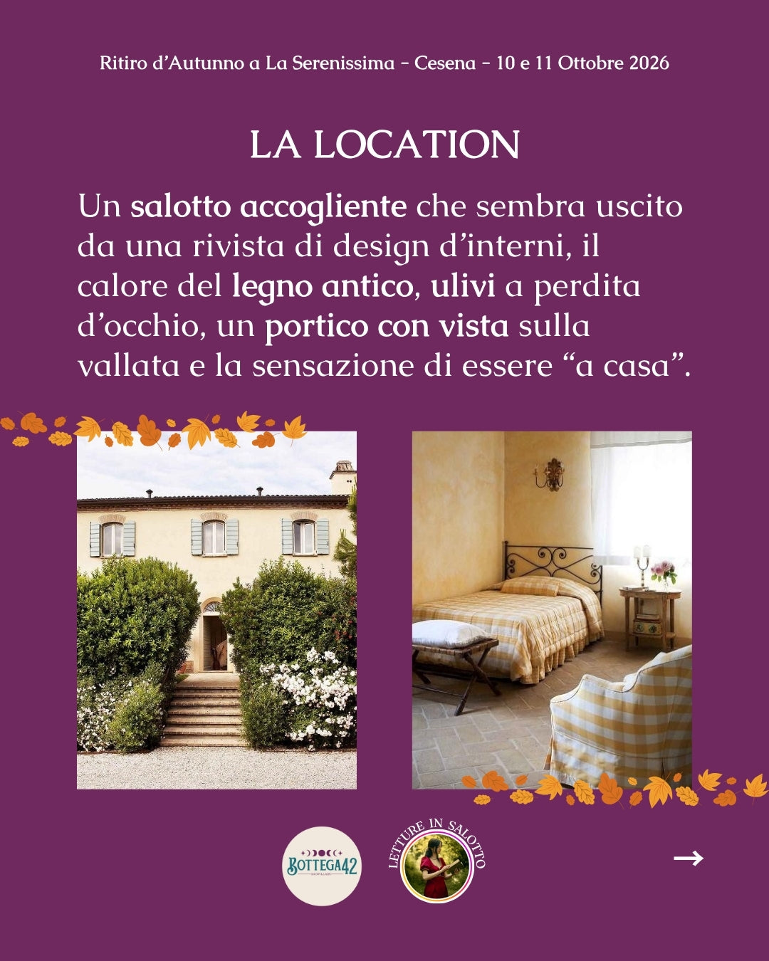 Ritiro d'Autunno - weekend arte e lettura - 10 e 11 ottobre 2026