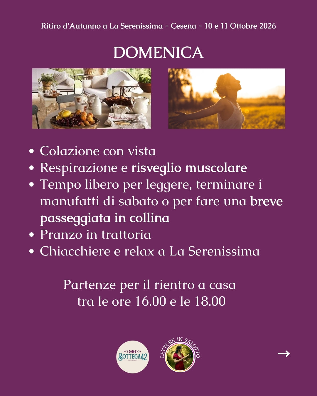 Ritiro d'Autunno - weekend arte e lettura - 10 e 11 ottobre 2026