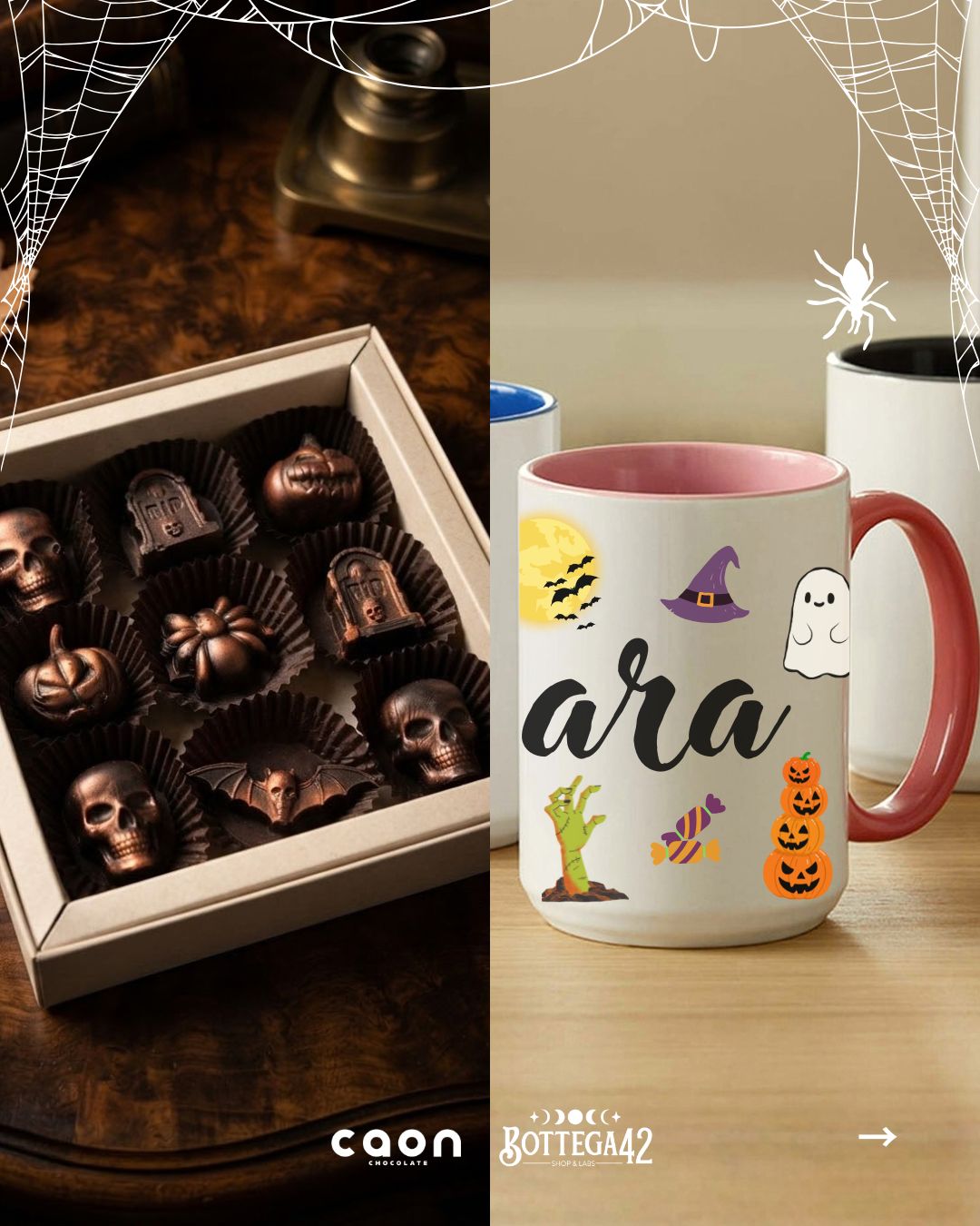 Box di Halloween "La piccola bottega delle streghe"- cioccolatini artigianali e kit creativo