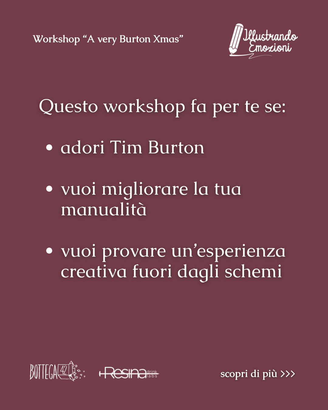 Workshop illustrazione "A very Burton Christmas", 13 dicembre 2025
