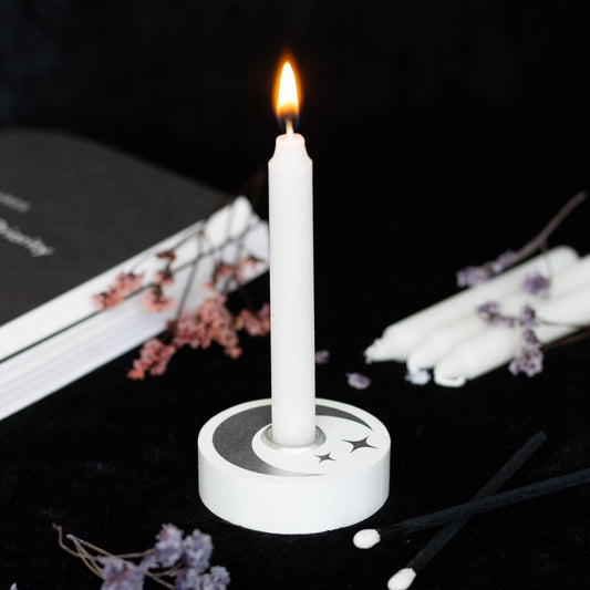 Porta candelina "Mystic Moon", luna mistica argento, witchy
