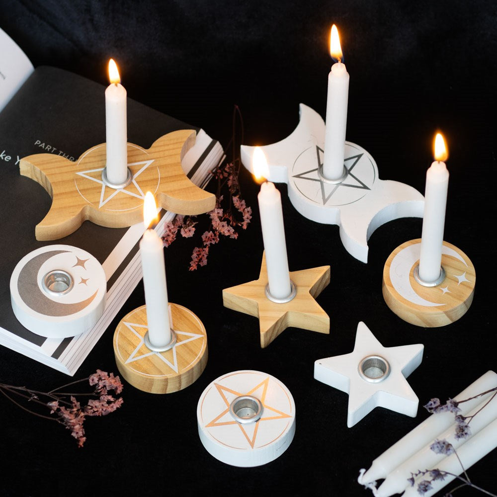 Porta candelina "Mystic Moon", luna mistica argento, witchy