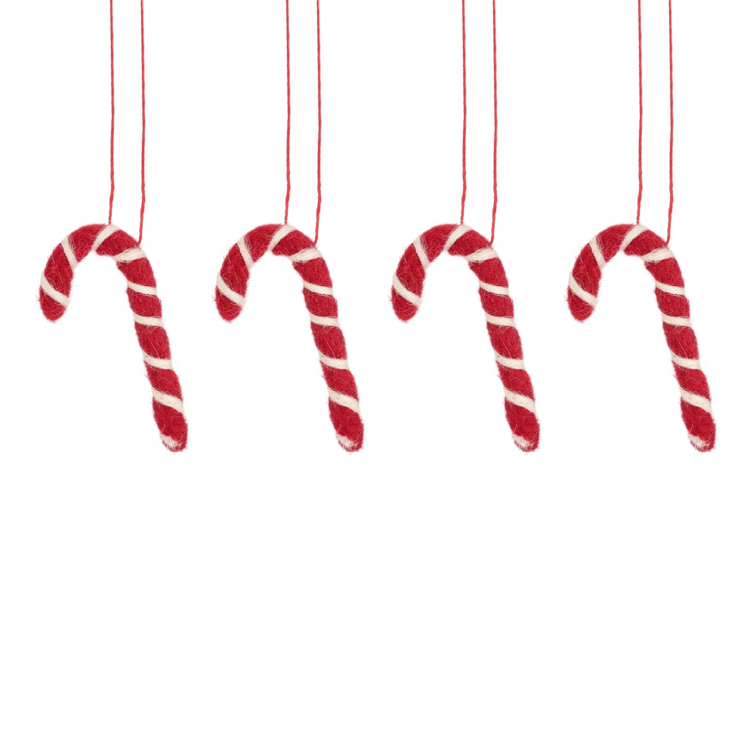 Decorazioni in feltro a forma di bastoncino di zucchero candy cane, per albero di Natale