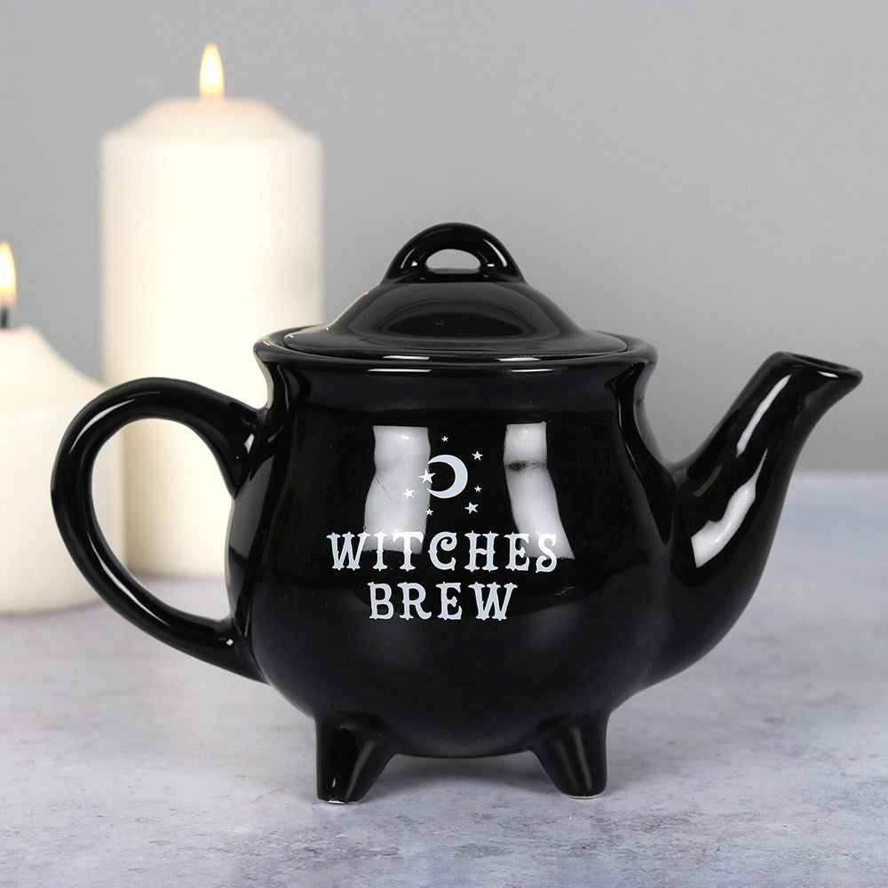 Teiera "Witches Brew" in ceramica smaltata nera, calderone della strega