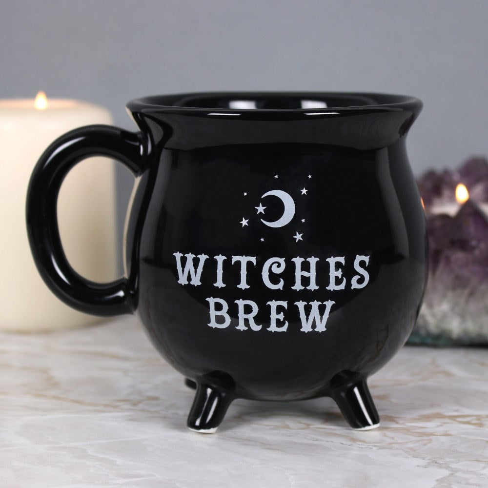 Tazza "Witches Brew" in ceramica smaltata nera, calderone della strega