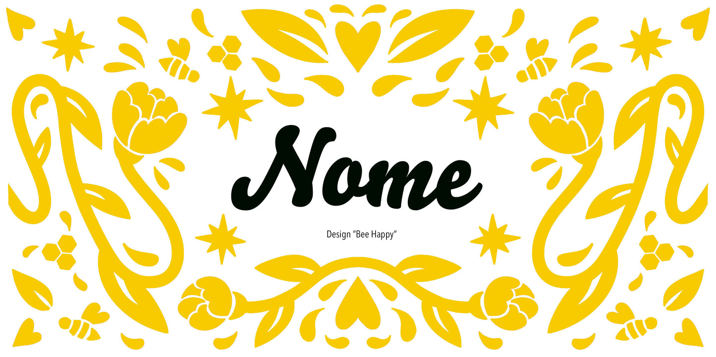 Bicchiere personalizzabile in vetro con tappo in bamboo e cannuccia