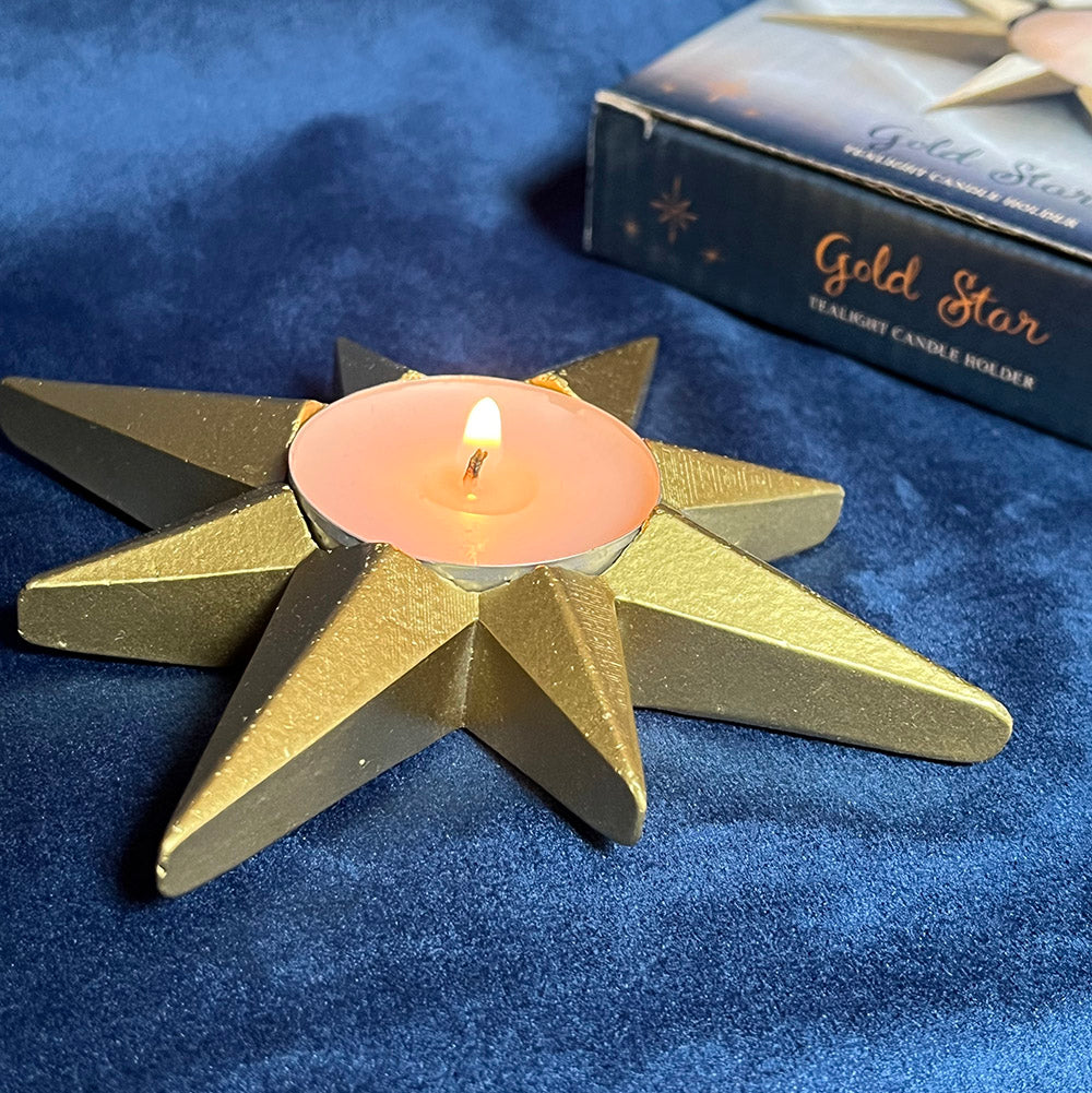 Porta candelina "Gold Star" a forma di stella dorata