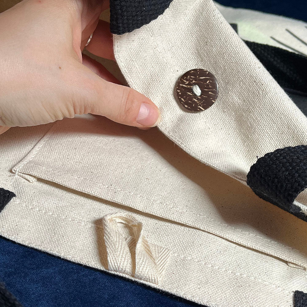 Borsa Tote Bag "Gatto nero-WTF?" in cotone indiano
