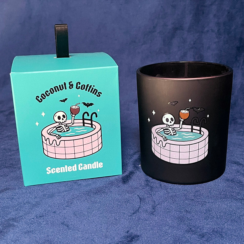 Candele profumate gotiche Summerween, Black Cherry and Vanilla Coconut and Coffins