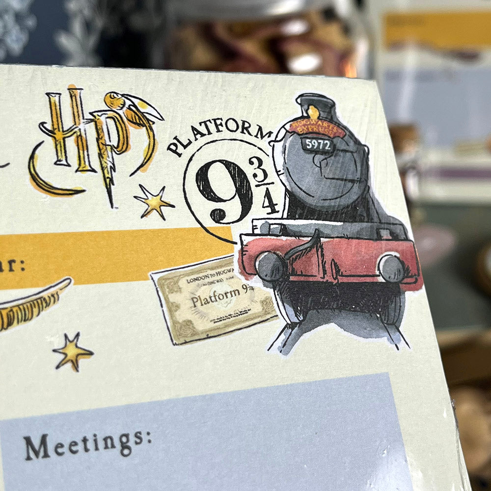 Planner giornaliero A5 "Harry Potter" Hogwarts dettaglio disegno Hogwarts express