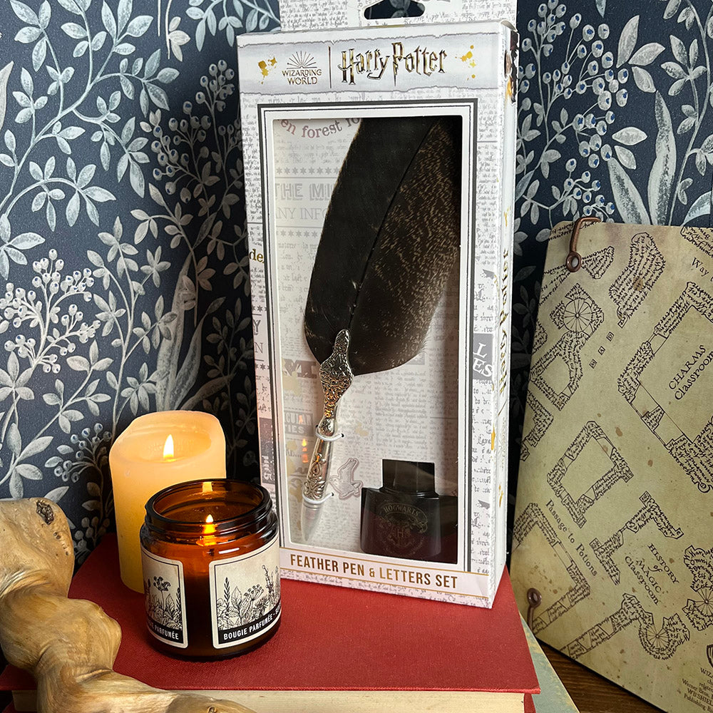 Set Penna a forma di piuma e carta da lettere Harry Potter