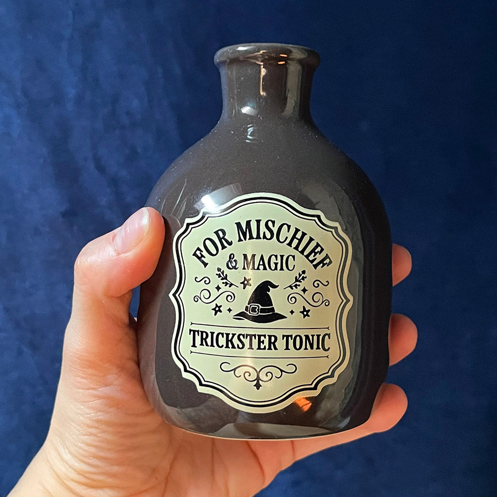 Vaso o porta candela "Magic Potion", bottiglia pozione in ceramica, colori vari