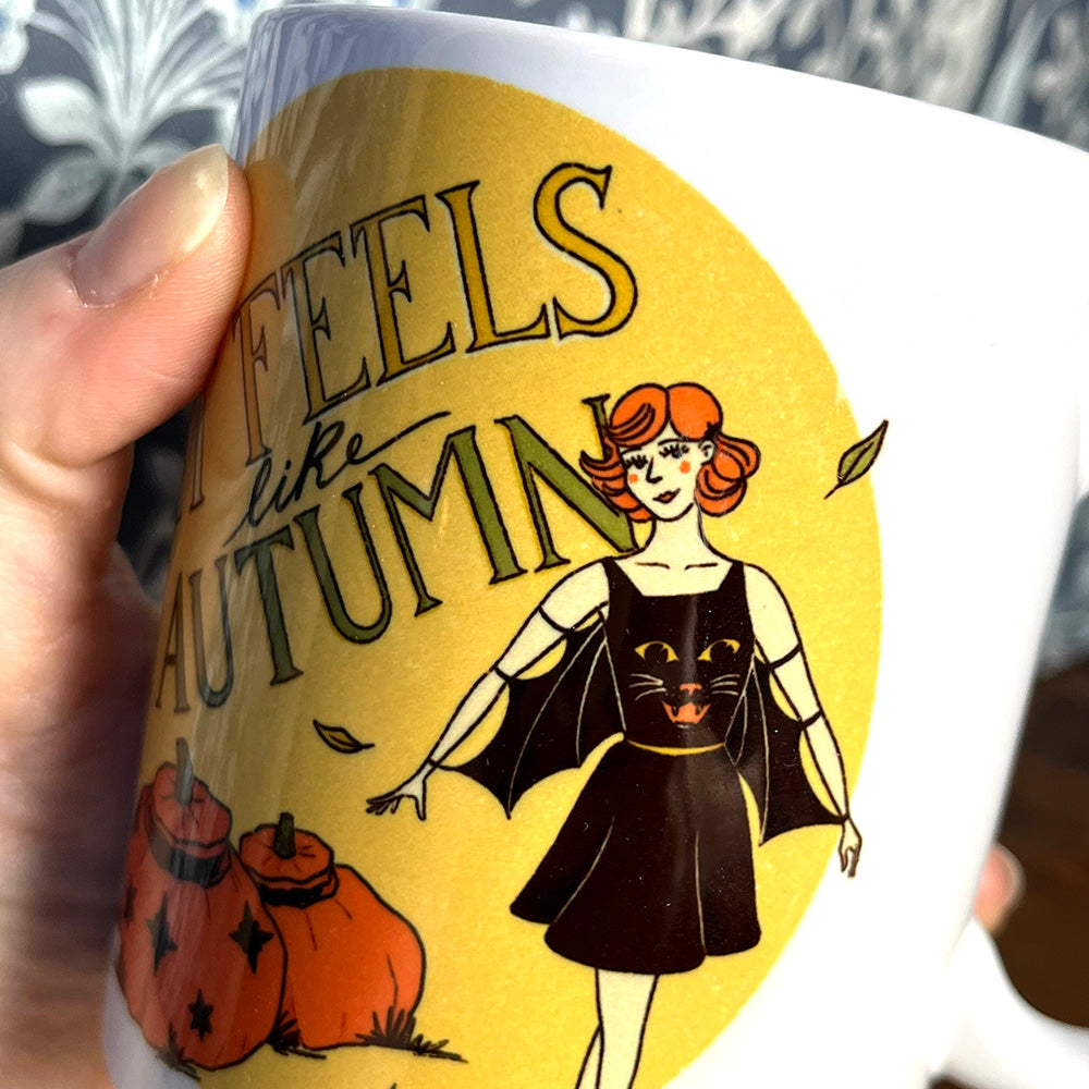 Tazza "It feels like Autumn", autunno, Halloween, cozy mug