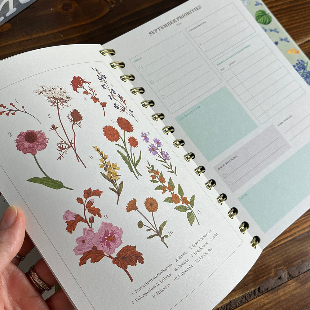 Agenda Seasonal Flowers 2024/2025 Weekly Planner 17 Mesi