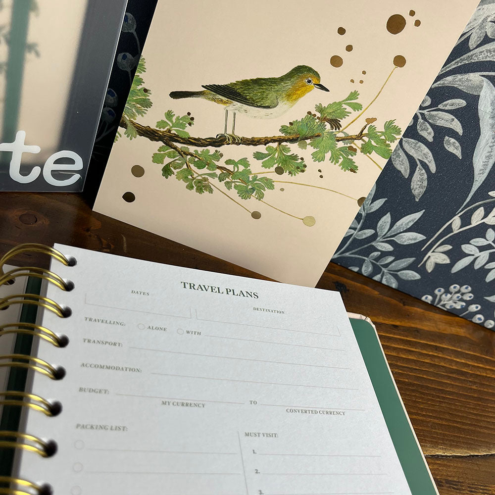 dettaglio planenr viaggio Agenda Vintage Forest 2024/2025 Weekly Planner 17 Mesi