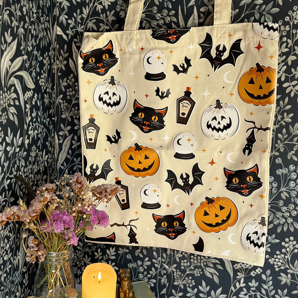 Shopper spooky gatto e zucca di Halloween