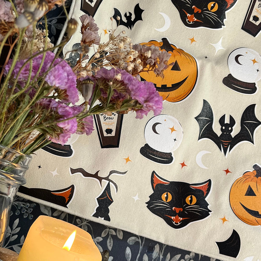 Shopper spooky gatto e zucca di Halloween