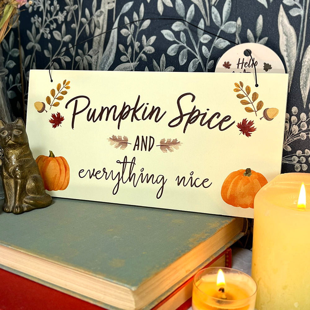 Cartello decorativo da appendere "Pumpkin Spice" autunno cottagecore