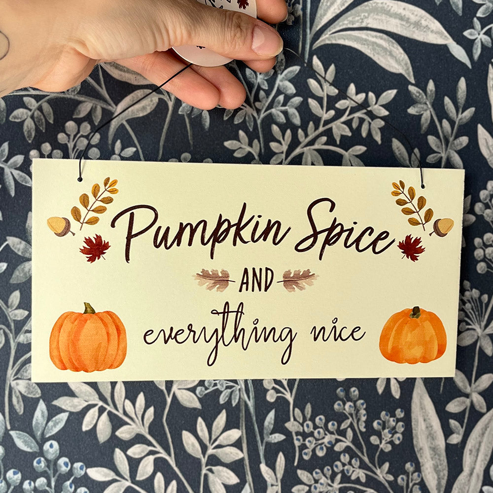 Cartello decorativo da appendere "Pumpkin Spice" autunno cottagecore