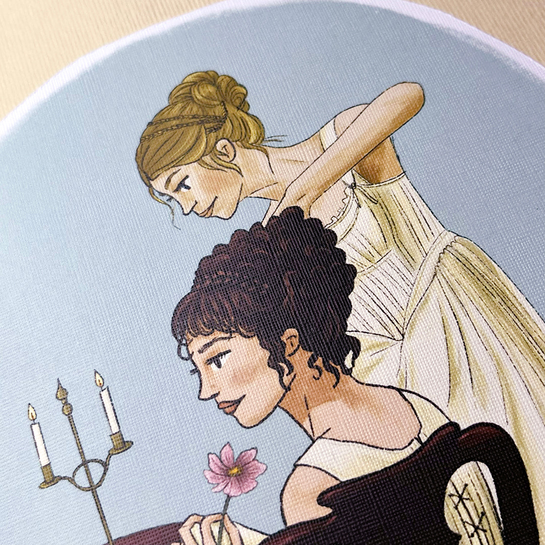 Stampa Illustrazione Originale, Jane & Elizabeth, 21x21cm, Orgoglio e Pregiudizio, Jane Austen