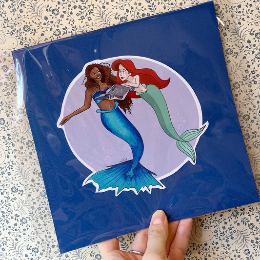 Stampa Illustrazione Originale, Ariel & Ariel, 21x21cm, sirenetta, sirena