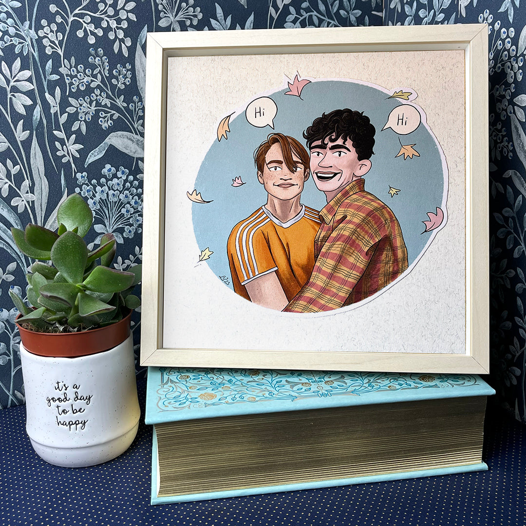 Stampa Illustrazione Originale, Nick & Charlie, Heartstopper, 21x21cm, lgbtqia