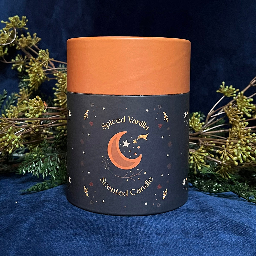 Candela Autumn Magic, vaniglia speziata, autunno witchy dettaglio scatola