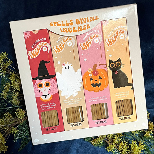 Set incensi stick "Spells Divine", 4 profumazioni, Halloween, witchy