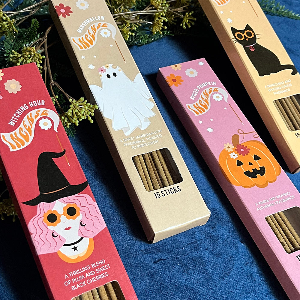 Set incensi stick "Spells Divine", 4 profumazioni, Halloween, witchy