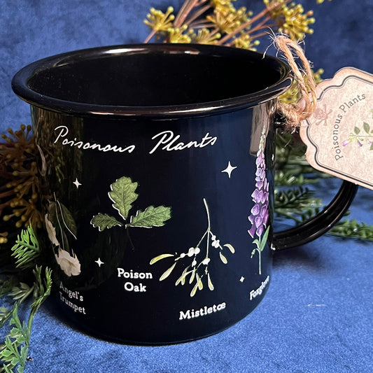 Tazza in metallo smaltato "Poisonous Plants", stampa botanica witchy