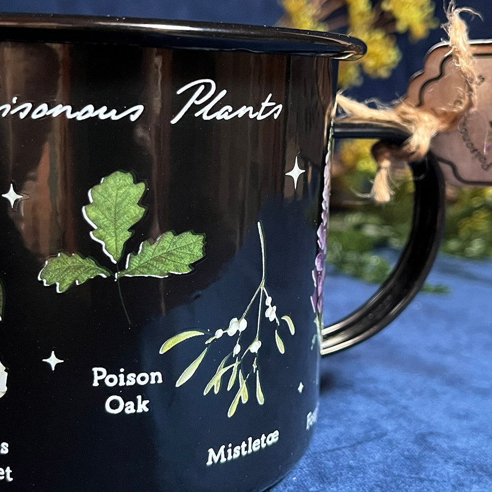Tazza in metallo smaltato "Poisonous Plants", stampa botanica witchy