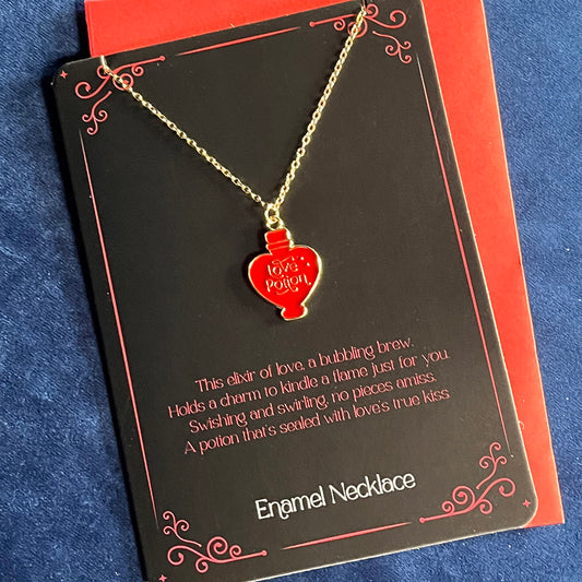 Collana "Love Potion" in metallo smaltato con biglietto regalo