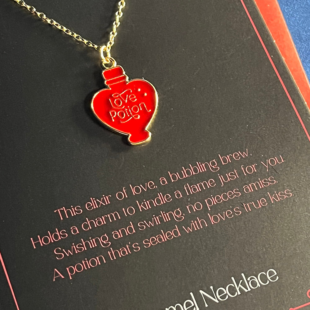 Collana "Love Potion" in metallo smaltato con biglietto regalo
