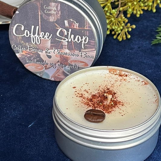 Candela di soia "Coffe Shop", handmade, caffè e cannella