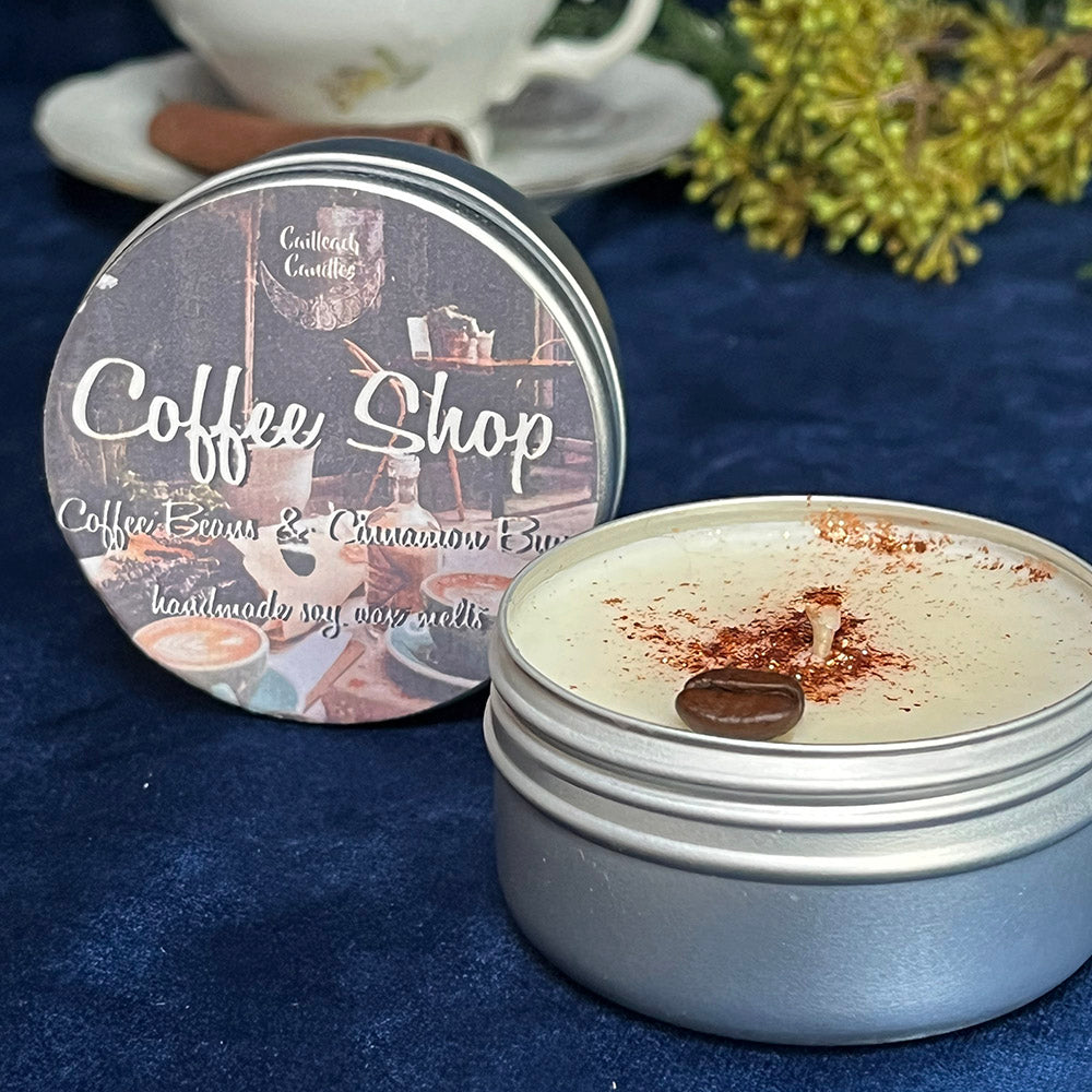 Candela di soia "Coffe Shop", handmade, caffè e cannella