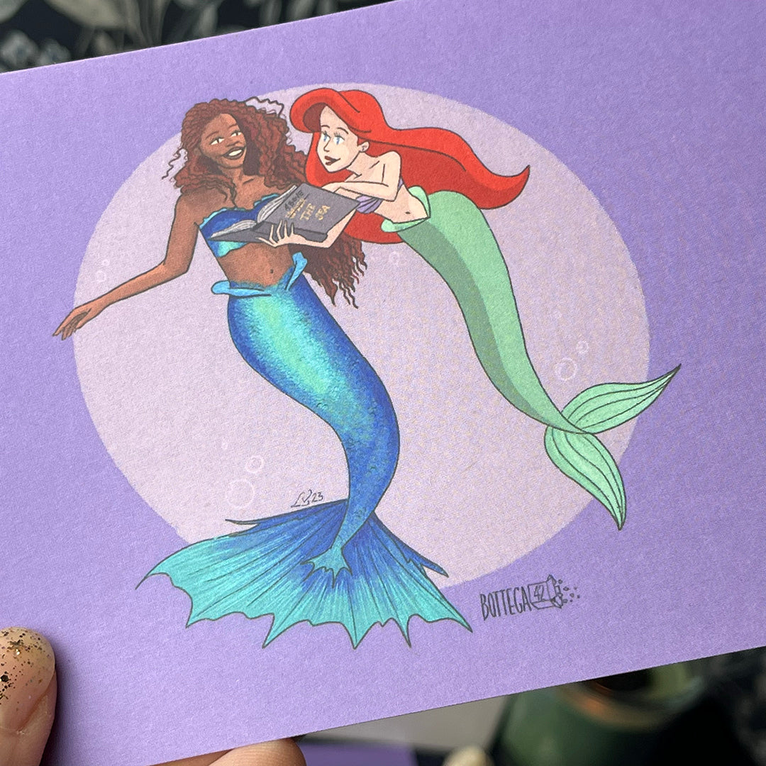 Cartolina Illustrazione, Ariel & Ariel, 10x15cm, sirenetta, sirena –  Bottega42