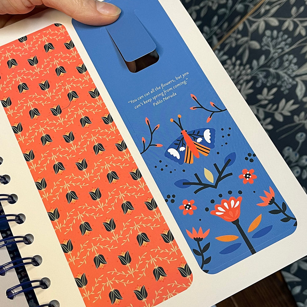 Agenda annuale "Folk nordico" e "Giardino interiore" con illustrazioni, stickers e trackers