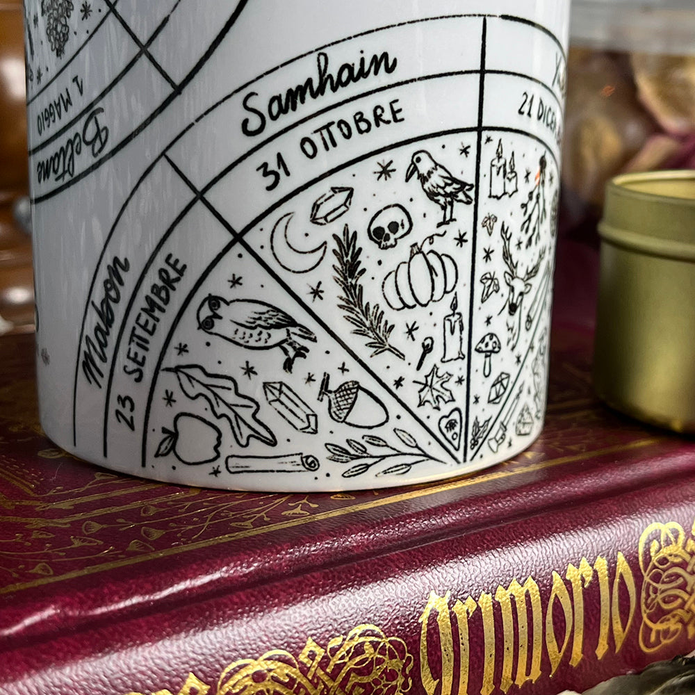 Tazza mug illustrata Ruota dell'Anno, streghe, sabba, witchcraft