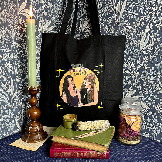 Borsa shopper in cotone "Amori e Incantesimi", film, sorelle, streghe, magia