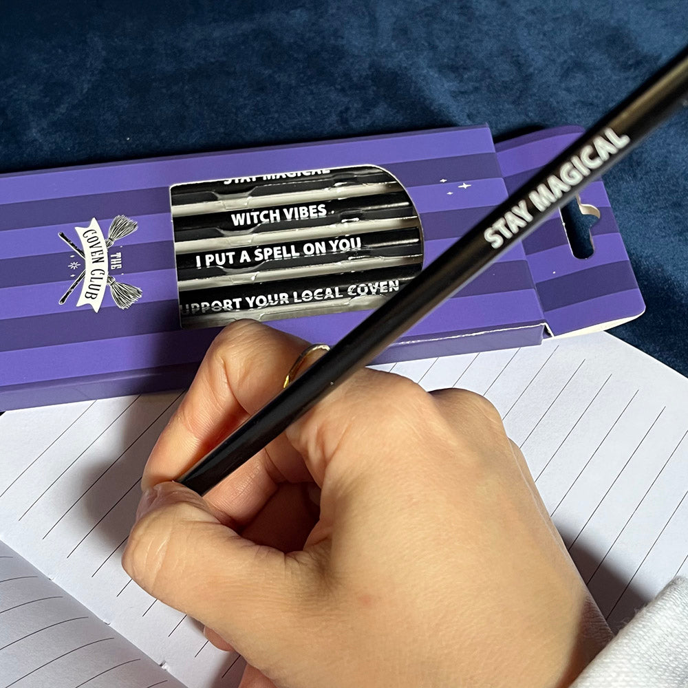 Matite "Witch Club", set da 5, con frasi, witchy vibes